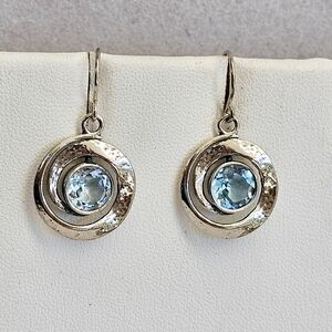 PZ Israel 925 Silver Blue Topaz Earrings